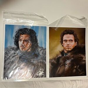 Signed prints of Game of Thrones characters.